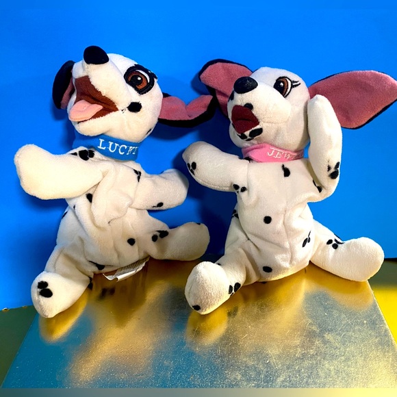 DISNEY STORE 90s COLLECTIBLE 101 DALMATIANS BEAN BAG PLUSH LUCKY & JEWEL PUPPIES - Picture 6 of 16